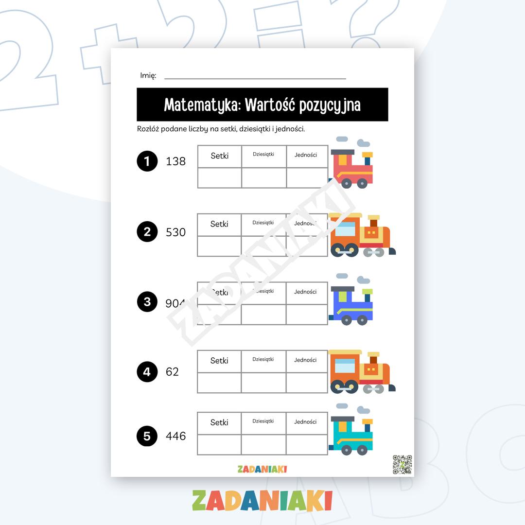 Karta pracy – Wartość pozycyjna: Zrozumieć setki, dziesiątki i jedności