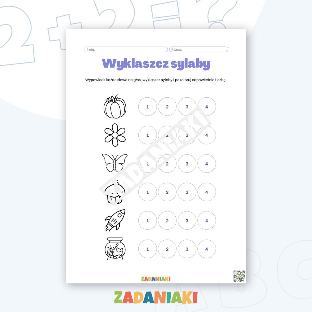 Karta pracy – Podział na sylaby: Odkrywamy słowa przez klaskanie