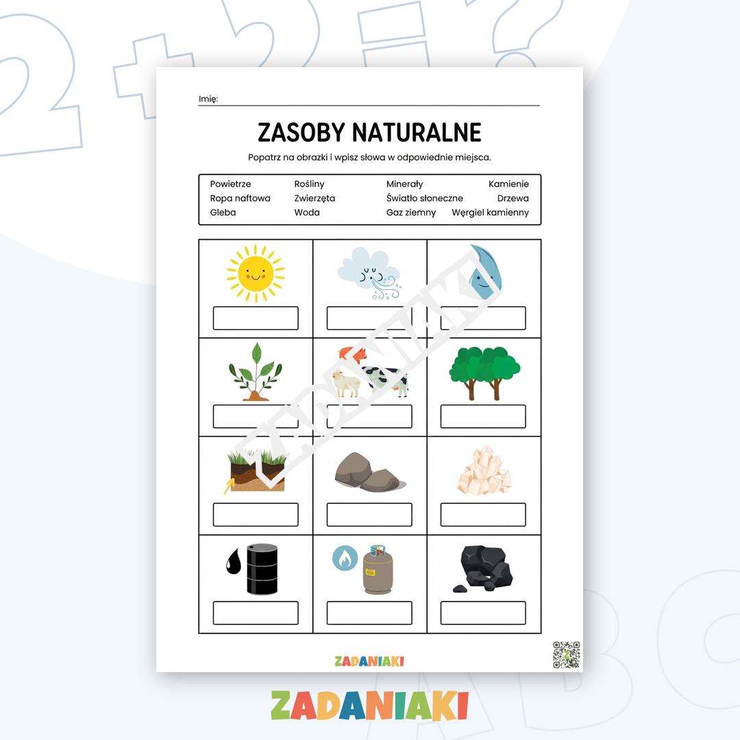 Karta pracy – Zasoby naturalne: Odkrywamy skarby naszej planety