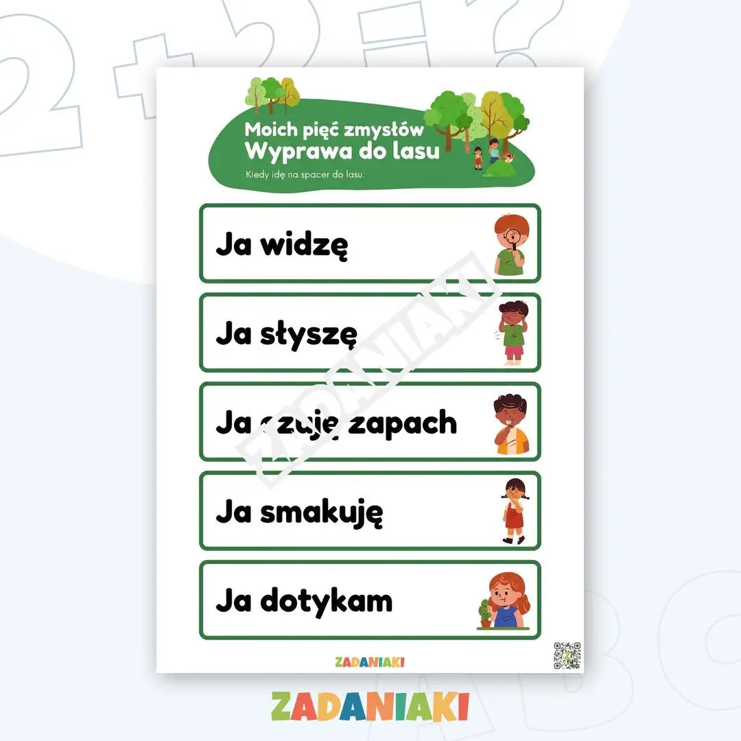 Karta pracy – Pięć zmysłów: Odkryj sekrety lasu na spacerze