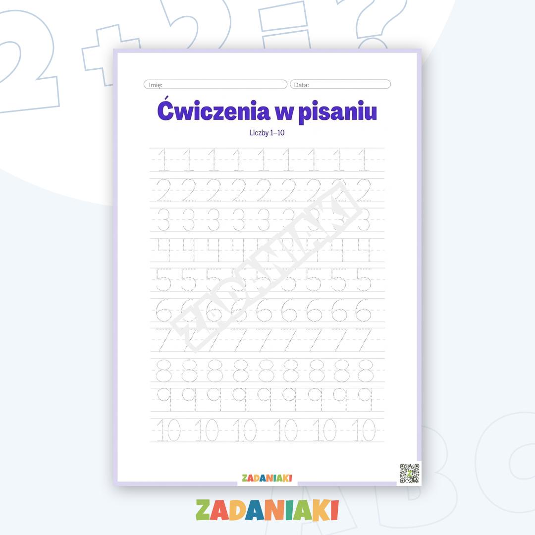 Karta pracy – Pisanie cyfr 1-10: Idealny trening rączki dla najmłodszych