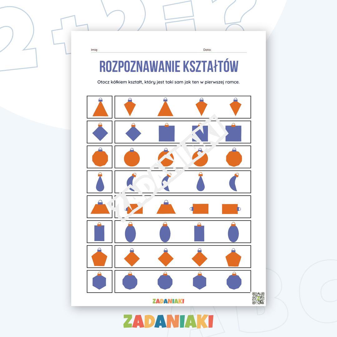 Karta pracy – Rozpoznawanie kształtów: Znajdź identyczną bombkę