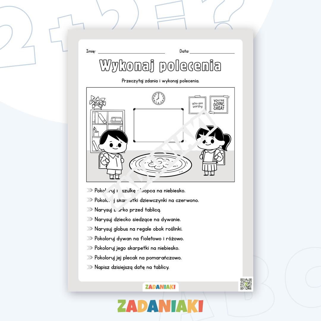 Karta pracy – Czytanie ze zrozumieniem: Interaktywna scena w klasie