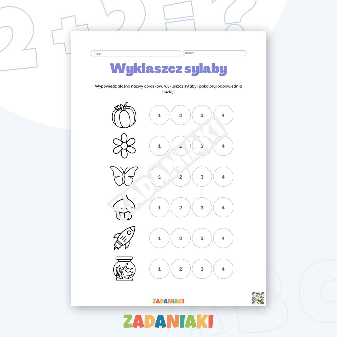 Karta pracy – Podział na sylaby: Wyklaskujemy i liczymy