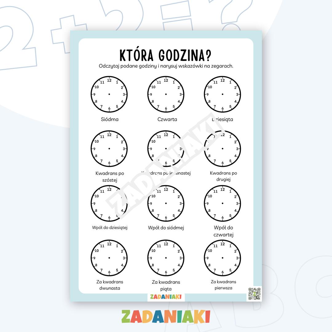 Karta pracy – Odczytywanie godzin: Zostań mistrzem zegara!