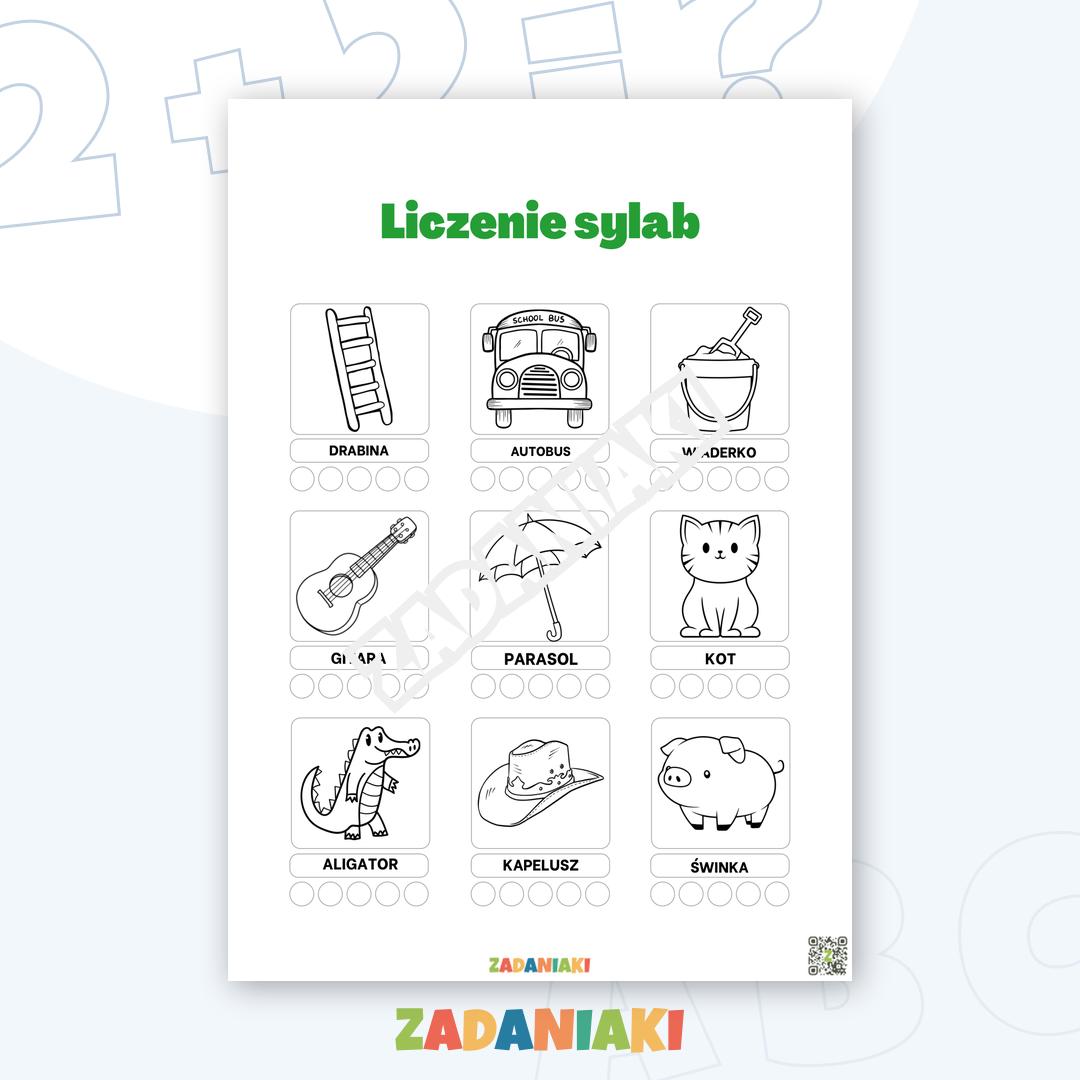 Karta pracy – Liczenie sylab: Baw się słowami i rozwijaj mowę