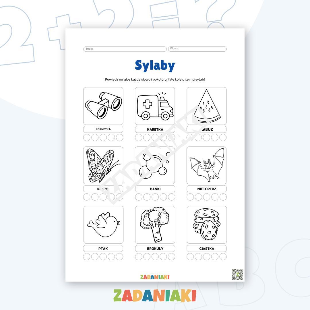 Karta pracy – Sylaby: Policz i pokoloruj