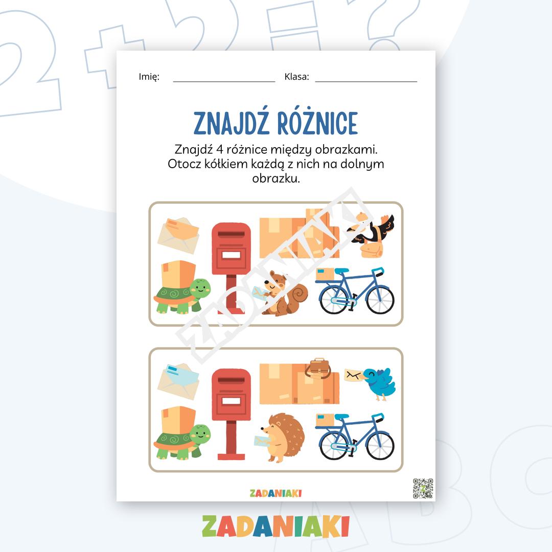 Karta pracy – Znajdź różnice: Bystre oko na poczcie
