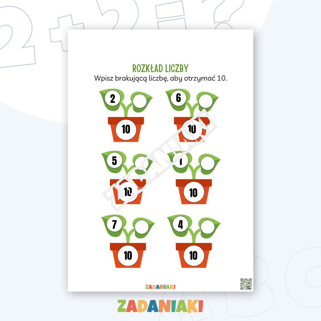 Karta pracy – Rozkład liczby 10: Matematyczne doniczki