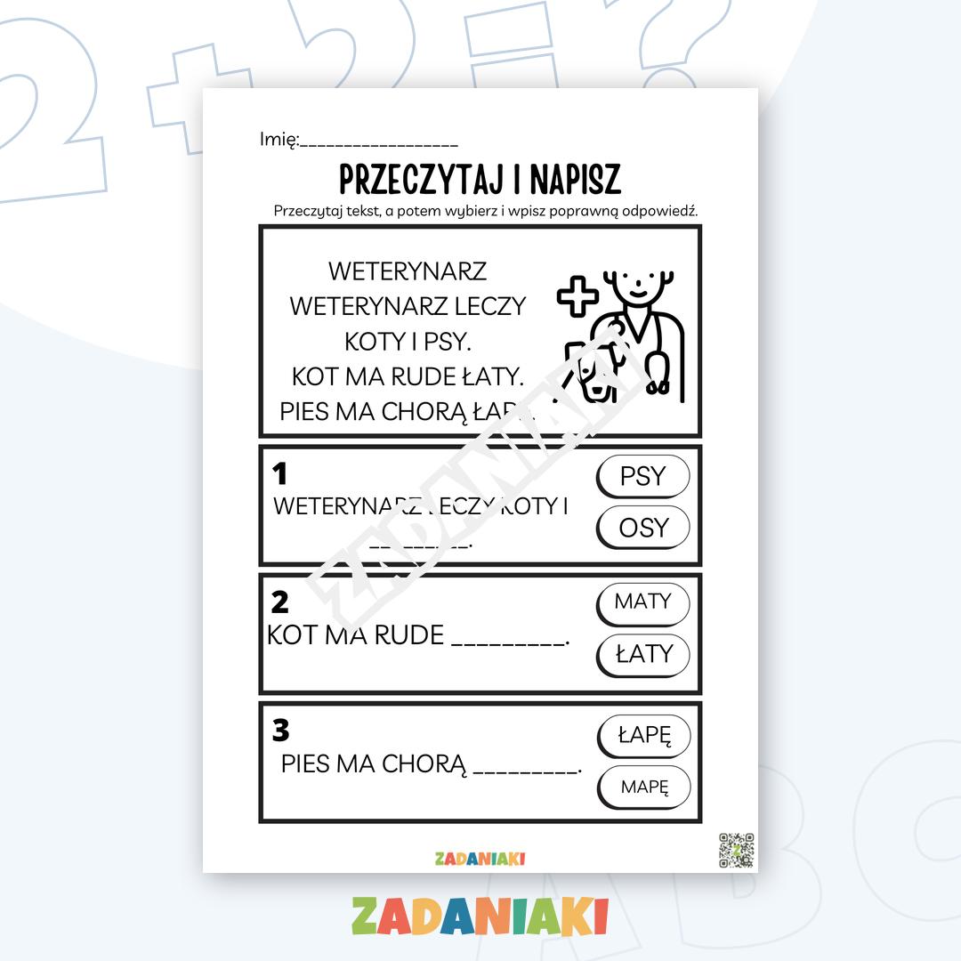 Karta pracy – Czytanie ze zrozumieniem: Pierwsze kroki w pracy z tekstem