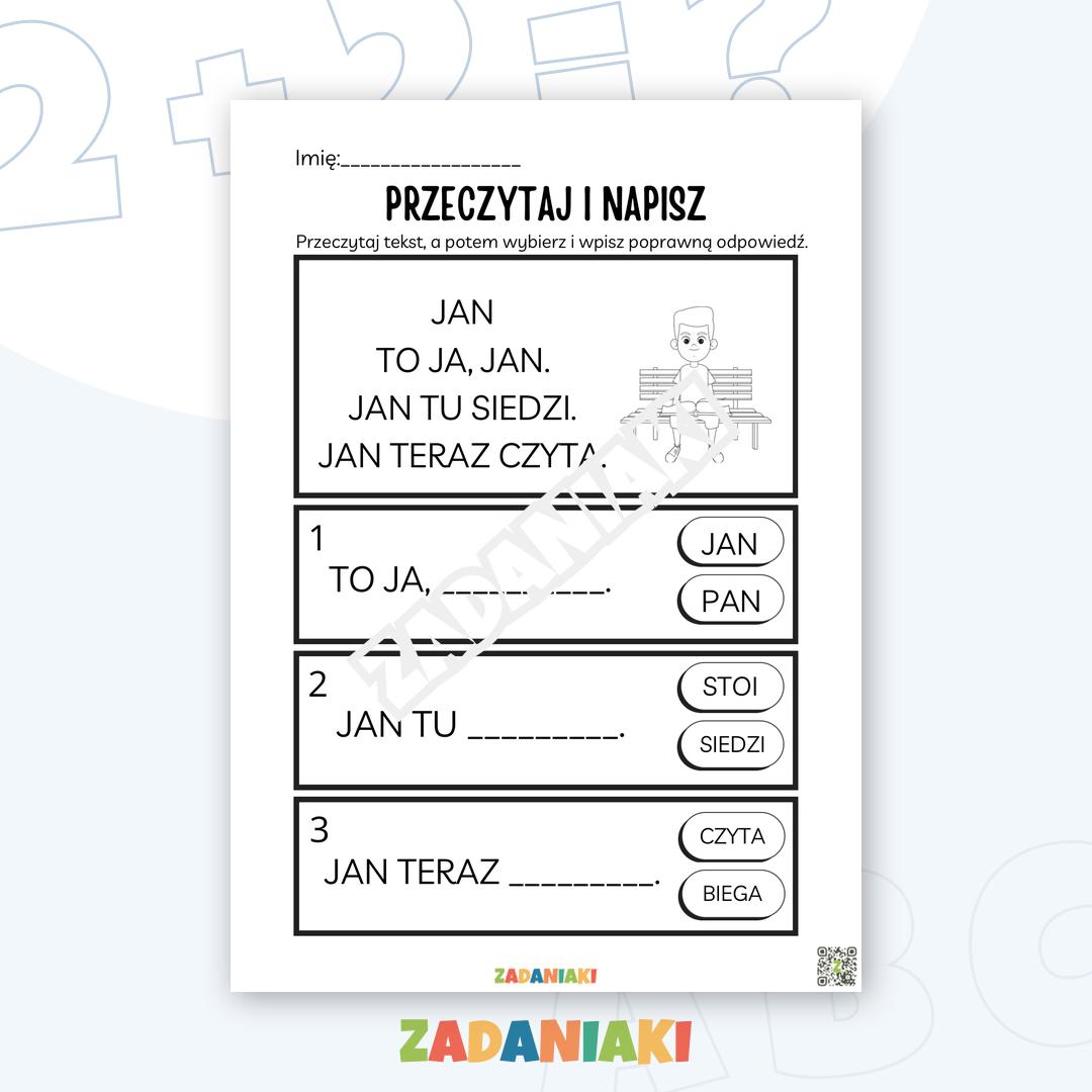 Karta pracy – Czytanie ze zrozumieniem: Pierwsze kroki w nauce czytania