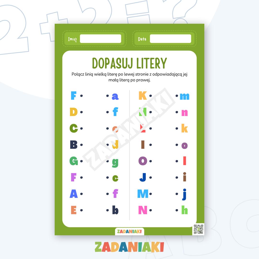 Karta pracy – Alfabet: Poznajemy wielkie i małe litery