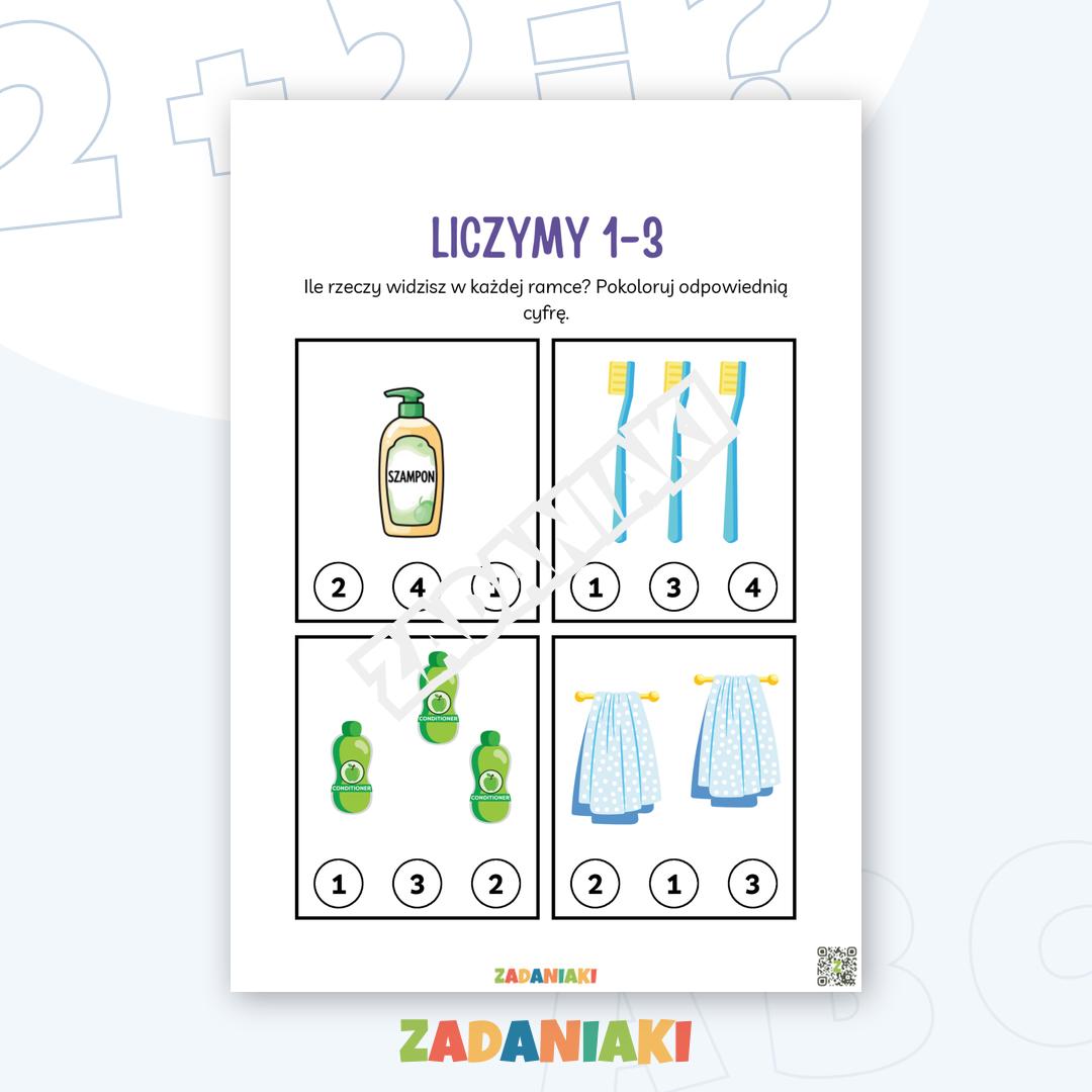 Karty pracy – Liczenie 1–4: Pierwsze zadania matematyczne