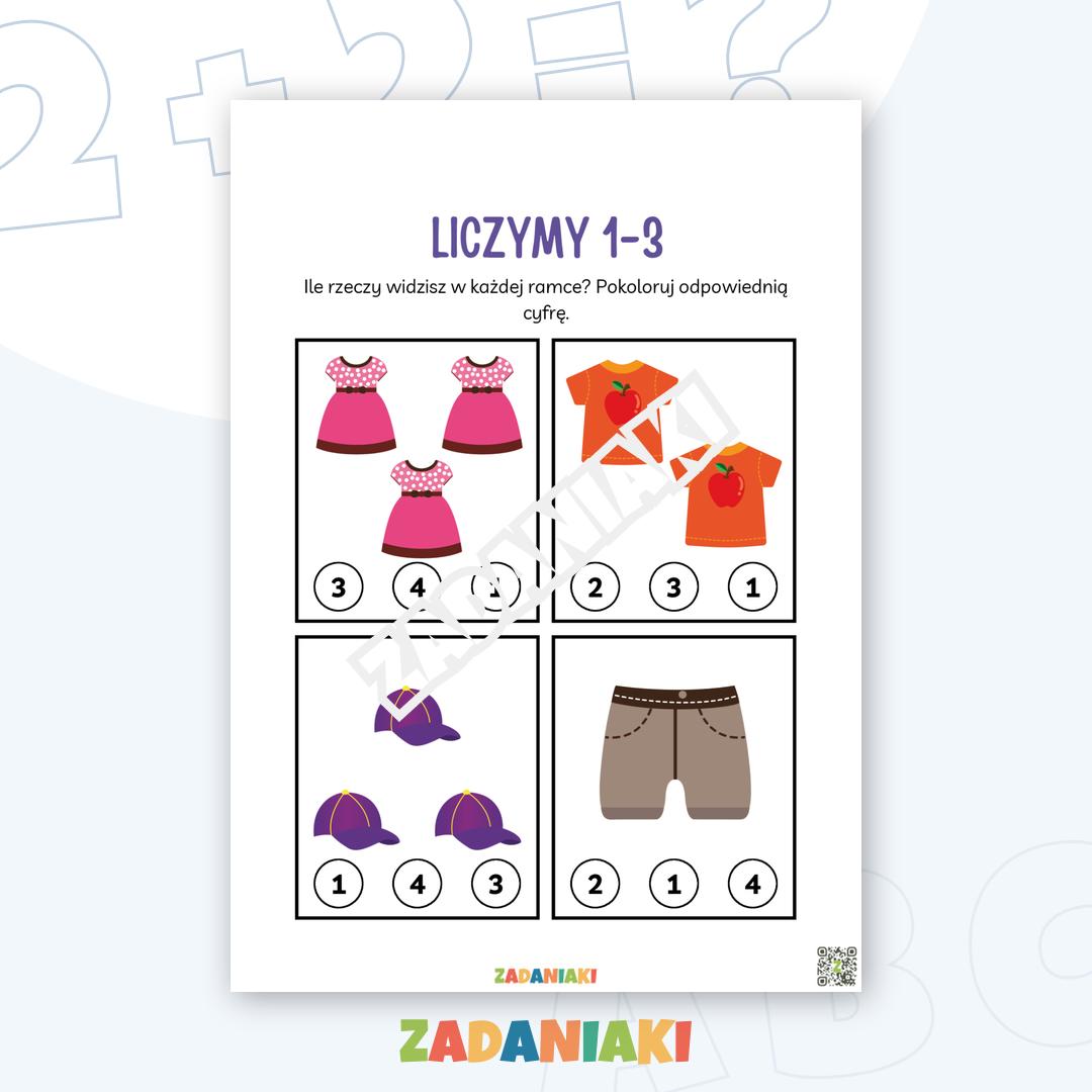 Karty pracy – Liczenie 1–4: Pierwsze zadania matematyczne