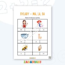 Karty pracy – Sylaby MA, LA, SA: Czytam i buduję pierwsze słowa
