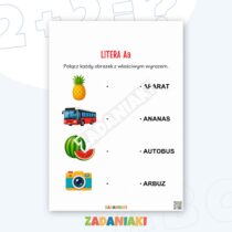 Zeszyt ćwiczeń – Litery i pierwsze słowa: Dopasuj obrazki do wyrazów