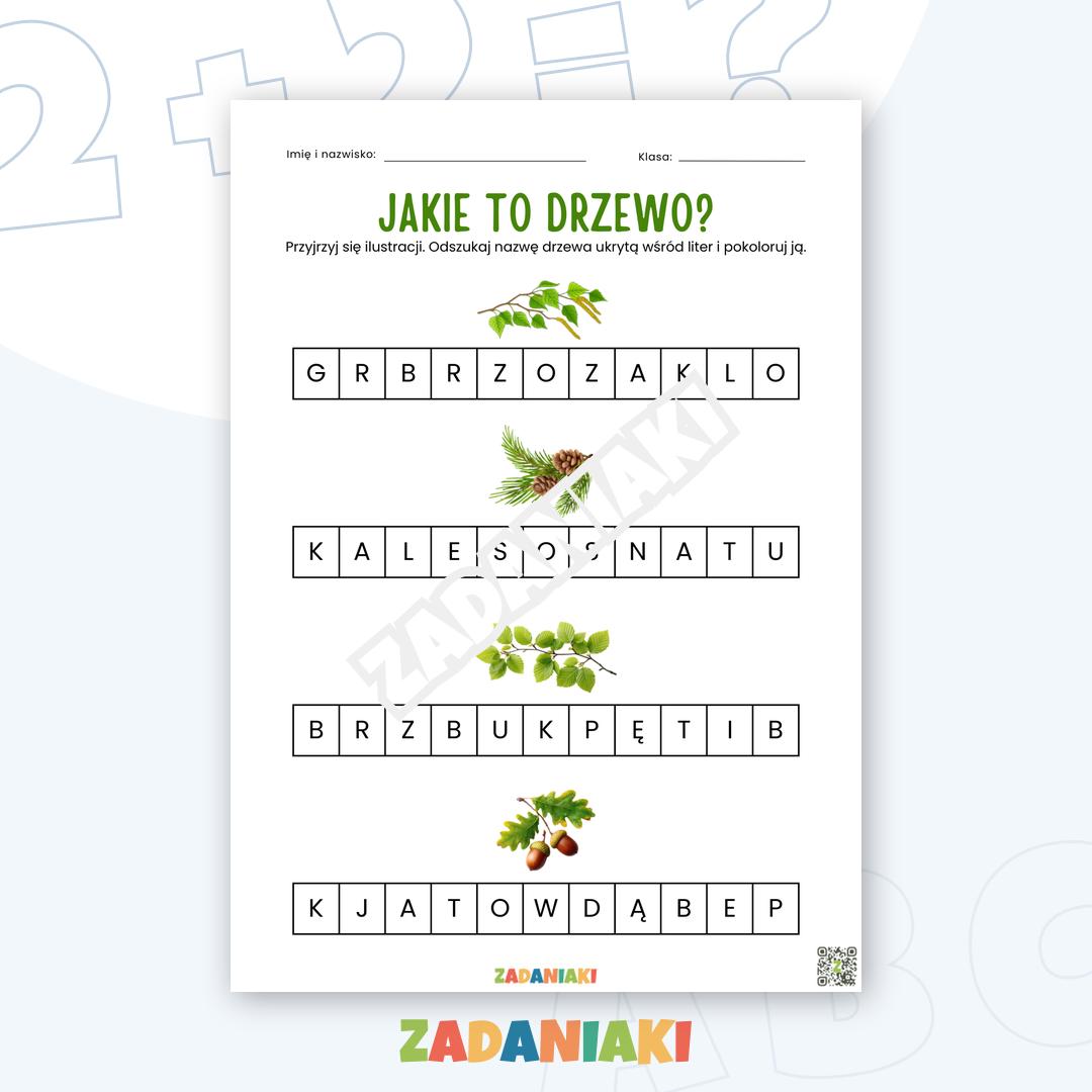Karta pracy – Jakie to drzewo: Leśna wykreślanka edukacyjna