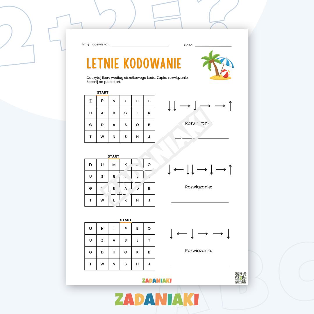 Karta pracy – Logika: Letnie kodowanie ze strzałkami