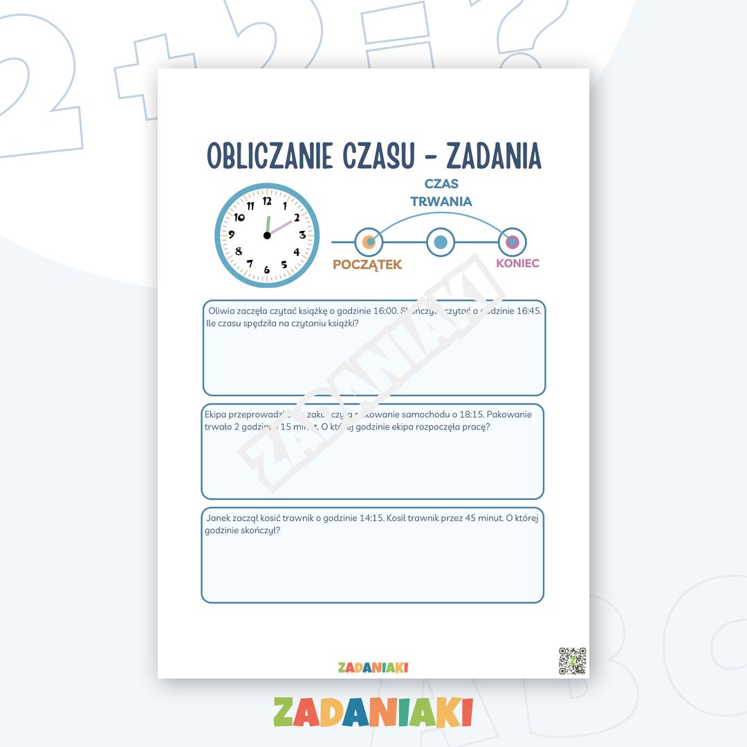 Karta pracy – Obliczanie czasu: Zostań mistrzem zegara