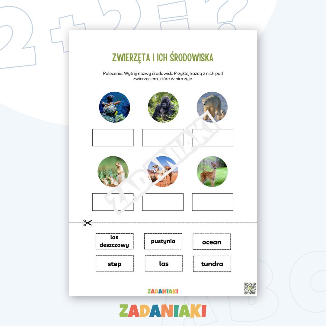 Karta pracy – Zwierzęta i ich środowiska: Poznaj domy dzikich zwierząt