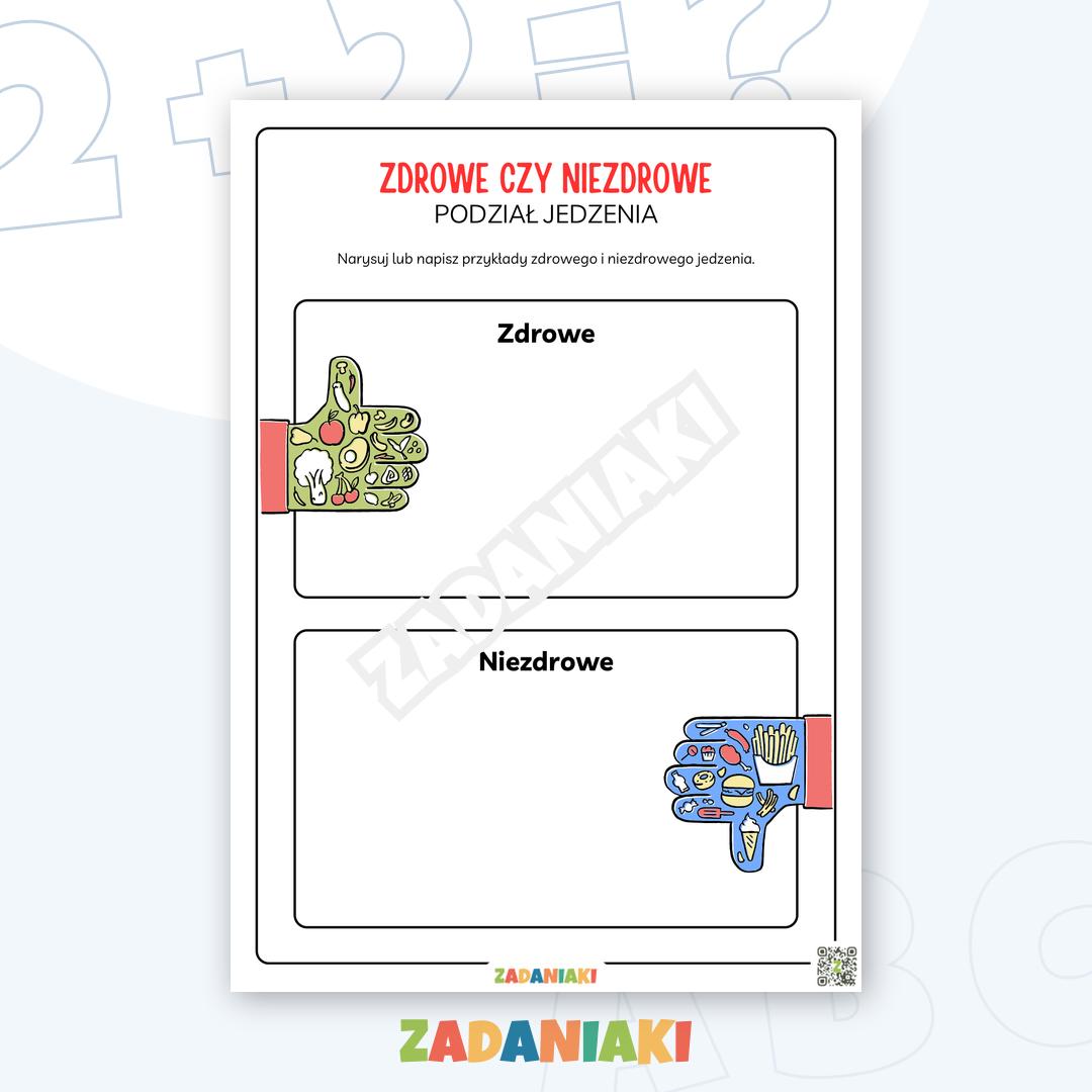 Karta pracy – Zdrowe i niezdrowe jedzenie: Naucz się wybierać!