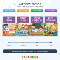Klasa 1, cały rok: wszystkie 4 etapy zeszytów PDF Zadaniaki