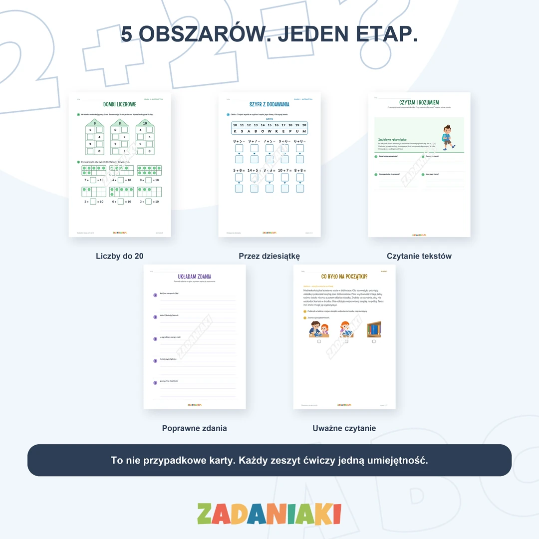 Klasa 1, etap 3: Czytam zdania i liczę do 20 – obszary