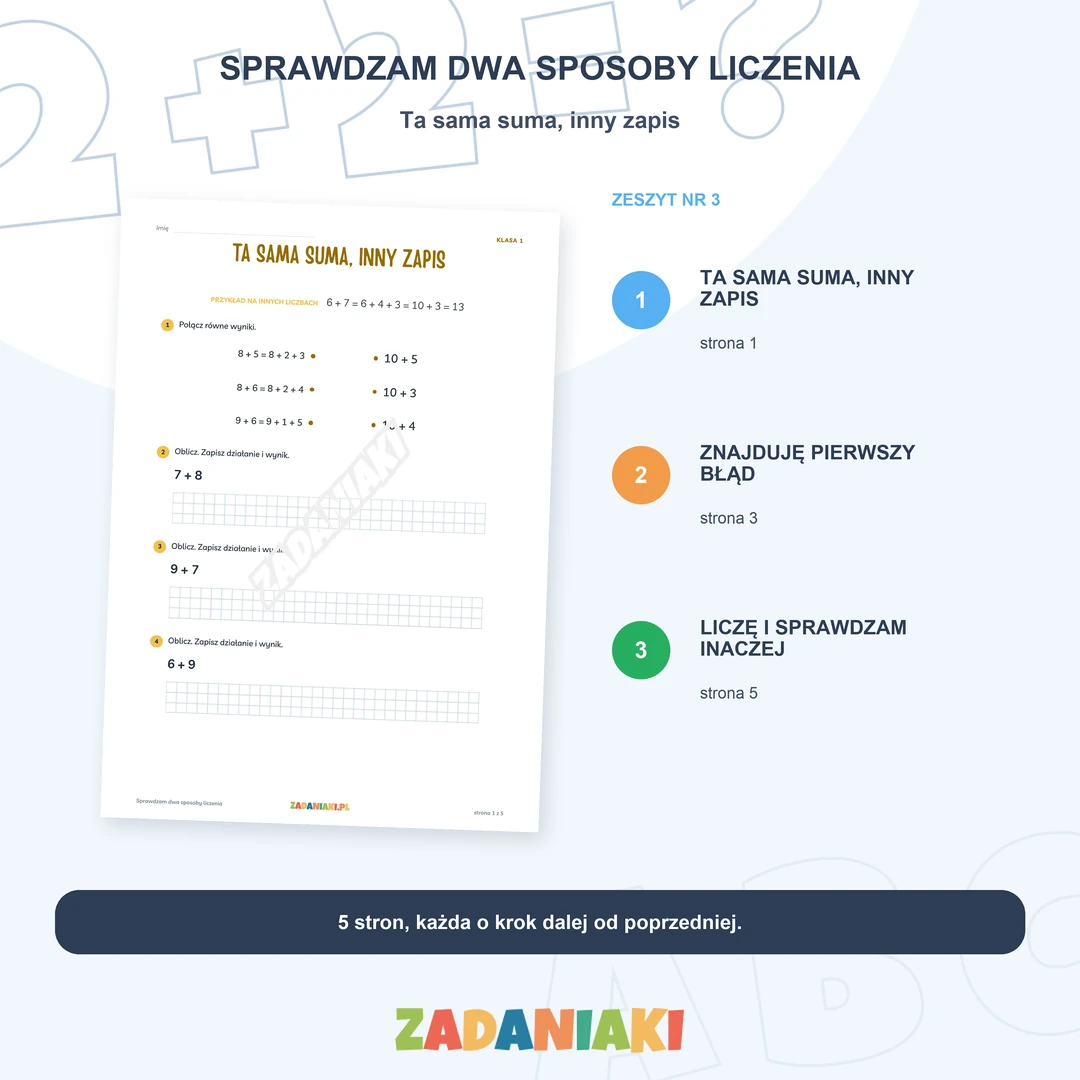 Klasa 1, etap 3: Czytam zdania i liczę do 20 – Sprawdzam dwa sposoby liczenia