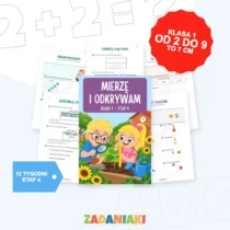 Klasa 1, etap 4: Mierzę, czytam tabele i odkrywam przyrodę – okładka i przykładowe karty pracy