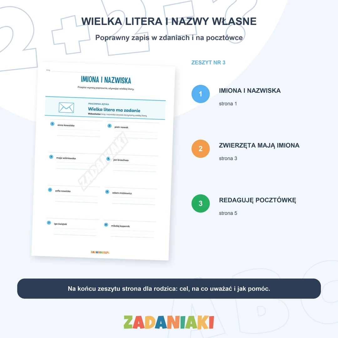 Klasa 2, etap 1: Pewne podstawy klasy 2 – Wielka litera i nazwy własne