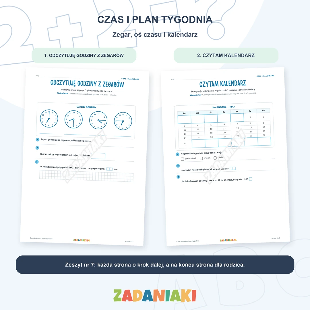 Klasa 2, etap 4: Gotowy do klasy 3 – Czas i plan tygodnia