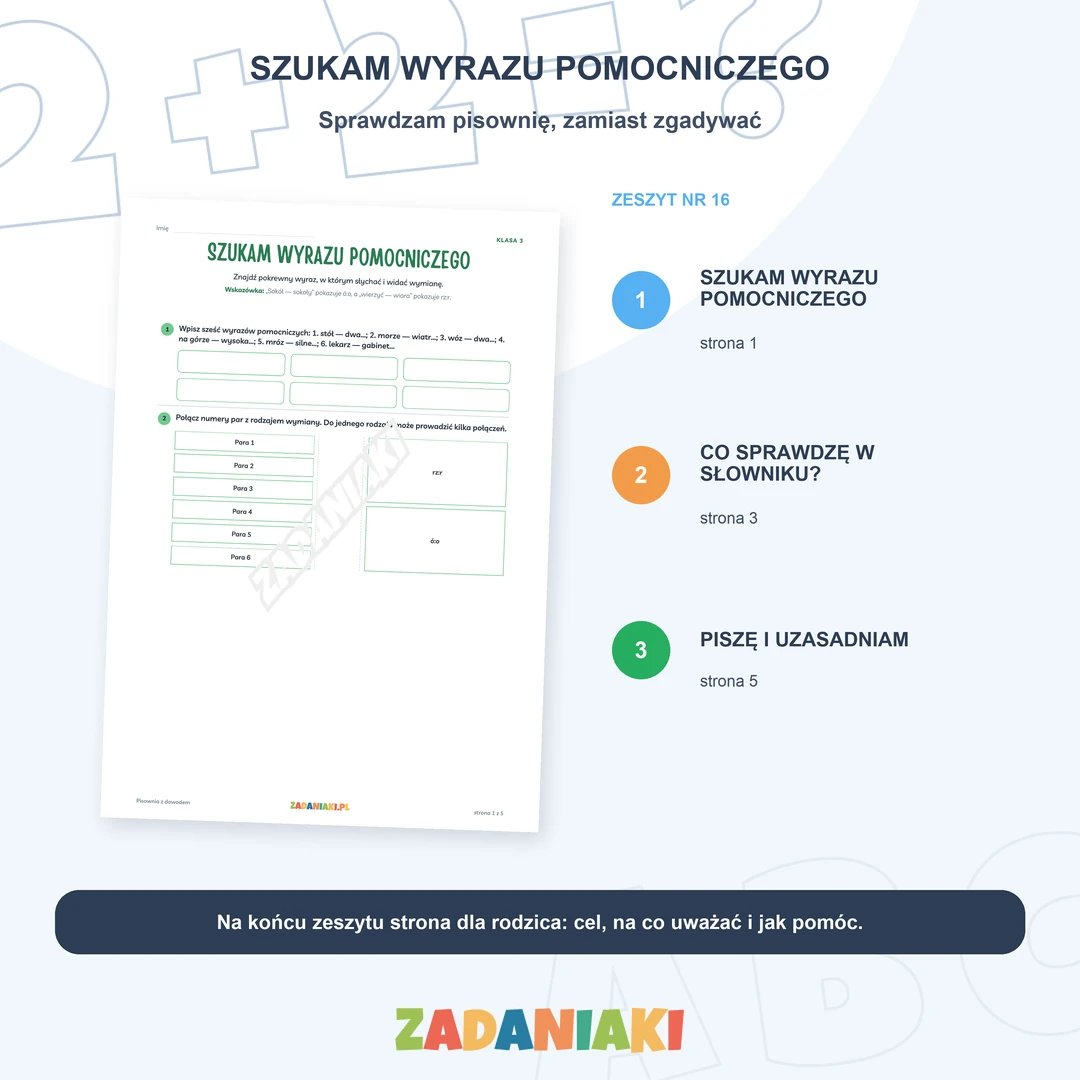 Klasa 3, etap 2: Czytam, wnioskuję i piszę poprawnie – Szukam wyrazu pomocniczego