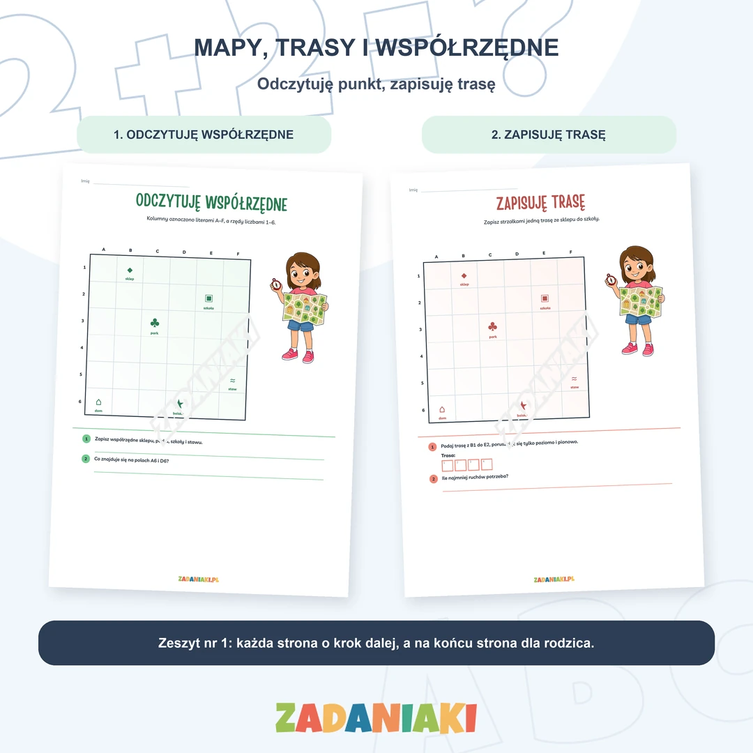 Klasa 3, etap 3: Ułamki, geometria i trudniejsze zadania – Mapy, trasy i współrzędne