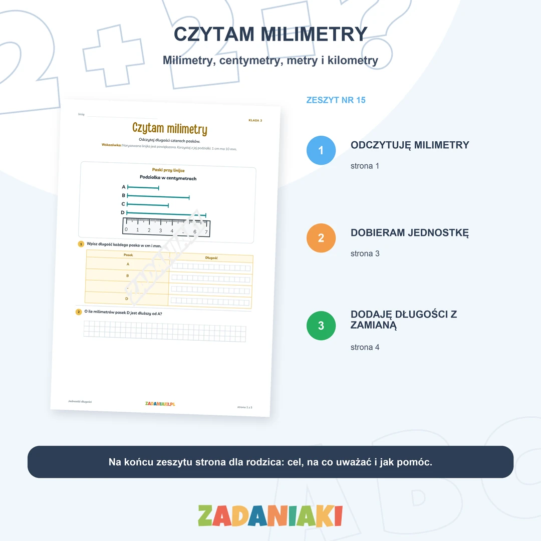 Klasa 3, etap 3: Ułamki, geometria i trudniejsze zadania – Czytam milimetry