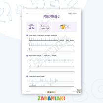 Zeszyt ćwiczeń – Litery U i Ó: Uczę się pisma pisanego (klasa 1) — przykładowa karta pracy 1