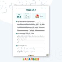 Zeszyt ćwiczeń – Litery D i E: Uczę się pisma pisanego (klasa 1) — przykładowa karta pracy 1