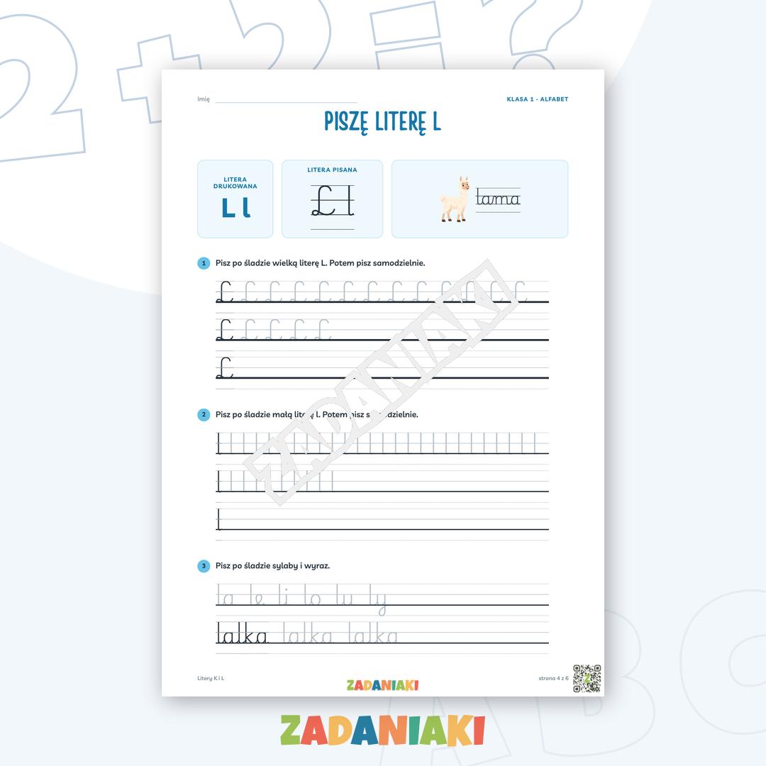 Zeszyt ćwiczeń – Litery K i L: Uczę się pisma pisanego (klasa 1) — podgląd 4