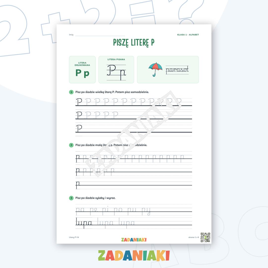 Zeszyt ćwiczeń – Litery P i N: Uczę się pisma pisanego (klasa 1)