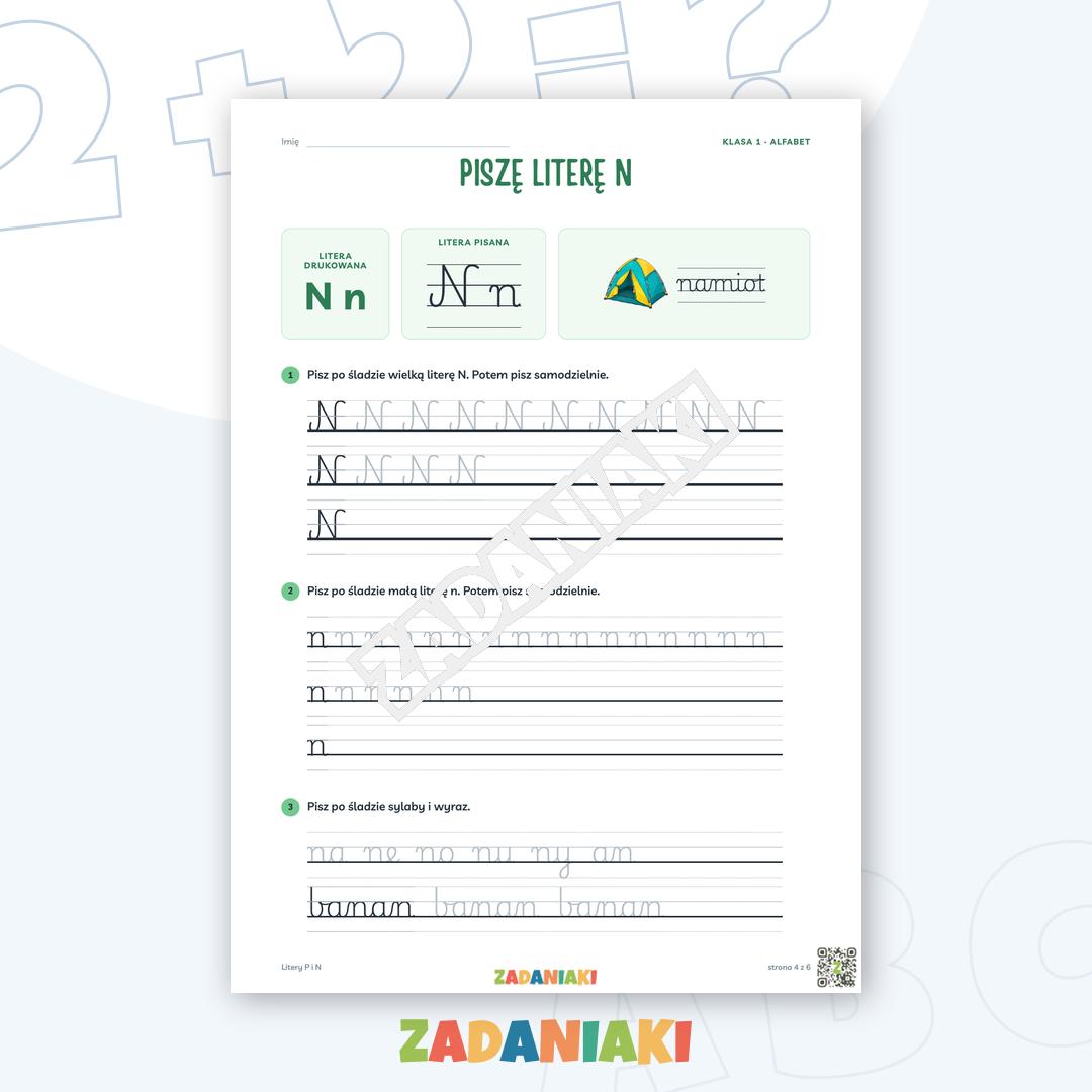 Zeszyt ćwiczeń – Litery P i N: Uczę się pisma pisanego (klasa 1) — podgląd 4