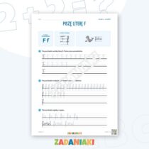 Zeszyt ćwiczeń – Litery F i Ż: Uczę się pisma pisanego (klasa 1) — przykładowa karta pracy 1