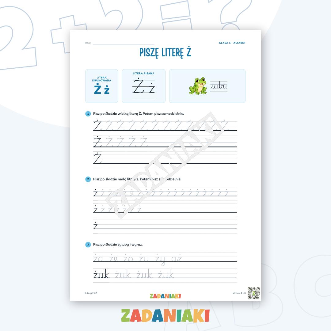 Zeszyt ćwiczeń – Litery F i Ż: Uczę się pisma pisanego (klasa 1) — podgląd 4
