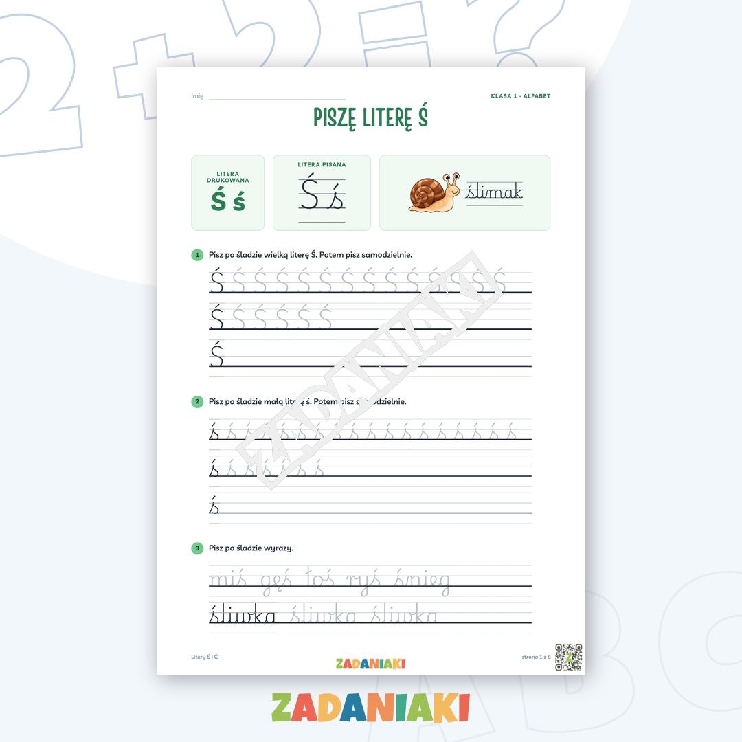 Zeszyt ćwiczeń – Litery Ś i Ć: Uczę się pisma pisanego (klasa 1)