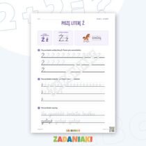 Zeszyt ćwiczeń – Litery Ź i Ń: Uczę się pisma pisanego (klasa 1) — przykładowa karta pracy 1