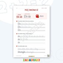 Zeszyt ćwiczeń – Dwuznak Dż i powtórka: Piszę dwuznaki pismem pisanym (klasa 1) — przykładowa karta pracy 1