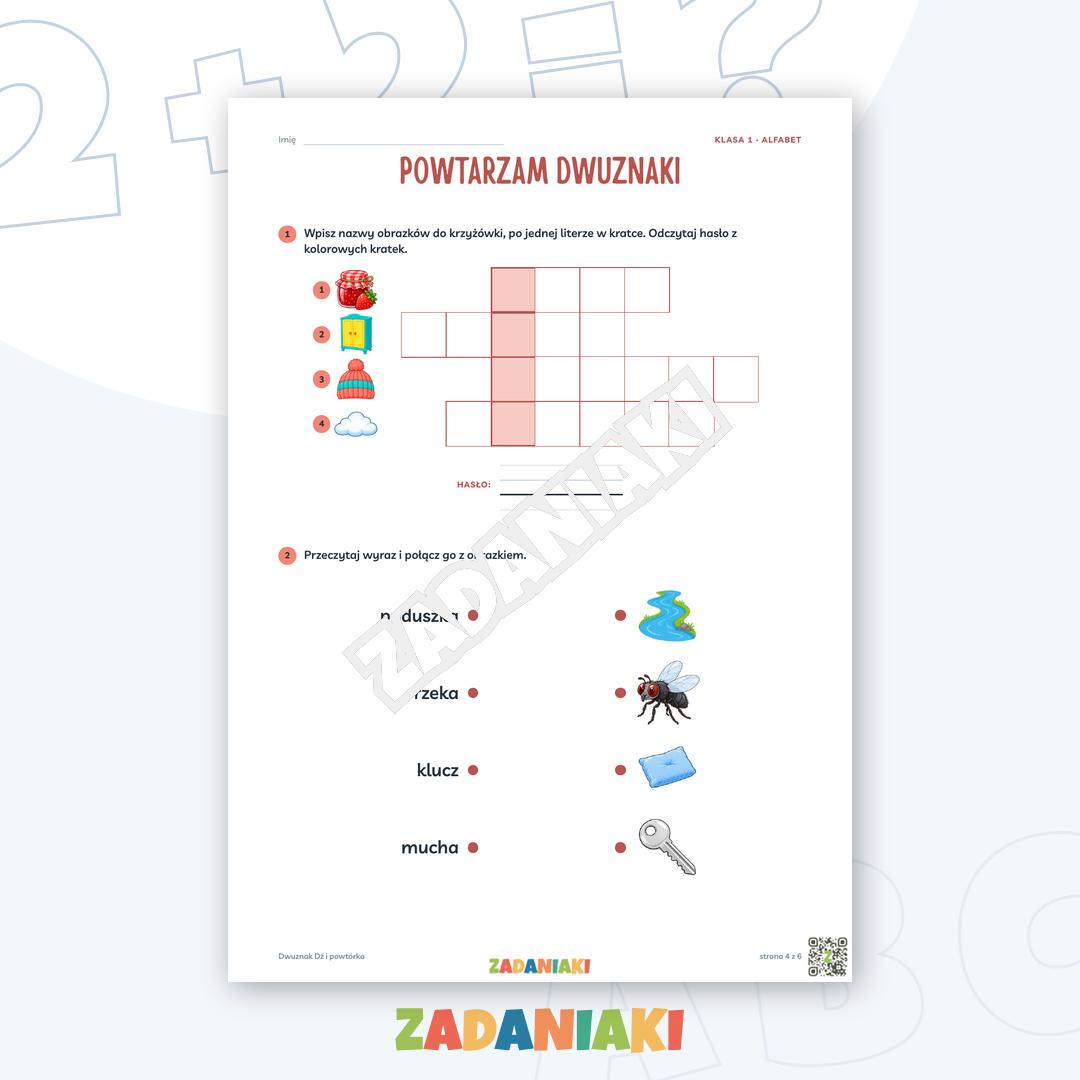 Zeszyt ćwiczeń – Dwuznak Dż i powtórka: Piszę dwuznaki pismem pisanym (klasa 1) — podgląd 4