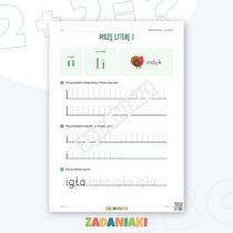 Zeszyt ćwiczeń – Litery I i J: Poznaję litery drukowane (5–6 lat) — przykładowa karta pracy 1