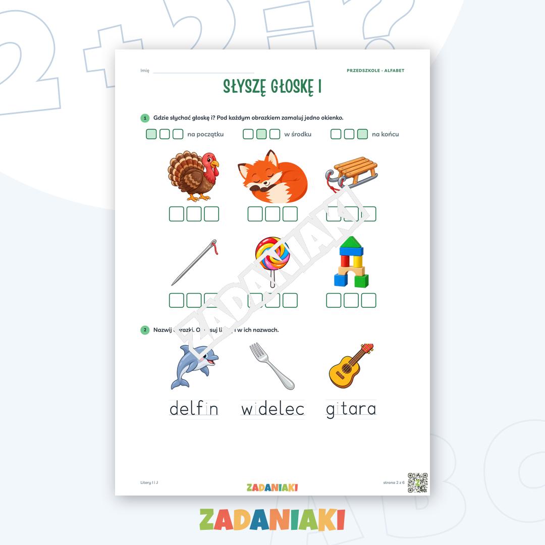 Zeszyt ćwiczeń – Litery I i J: Poznaję litery drukowane (5–6 lat) — podgląd 2