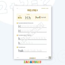 Zeszyt ćwiczeń – Litery H i C: Poznaję litery drukowane (5–6 lat) — przykładowa karta pracy 1