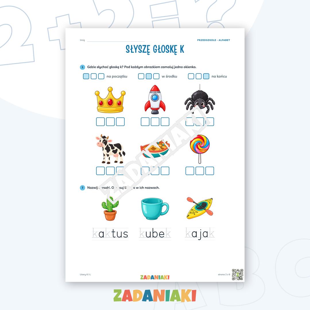 Zeszyt ćwiczeń – Litery K i L: Poznaję litery drukowane (5–6 lat) — podgląd 2