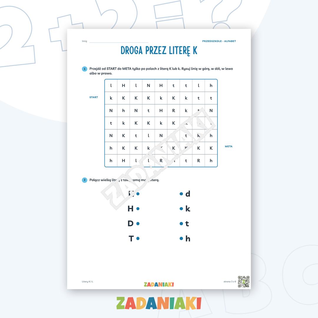 Zeszyt ćwiczeń – Litery K i L: Poznaję litery drukowane (5–6 lat) — podgląd 3